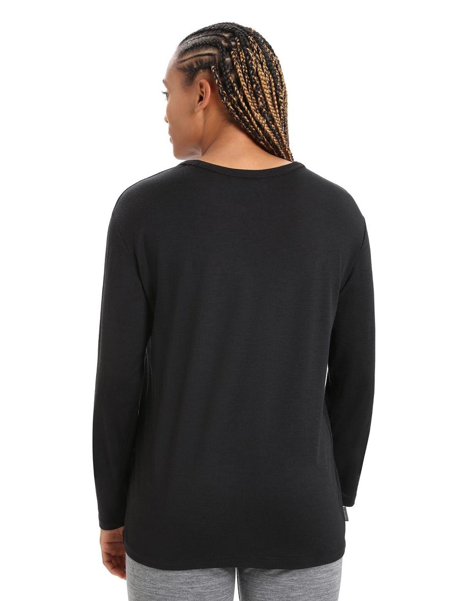 Long Sleeve Icebreaker Merino Granary T-Shirt Damskie Czarne | PL 1308ILHS